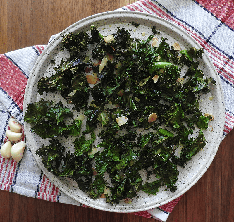 Baked Kale Almond Garlic