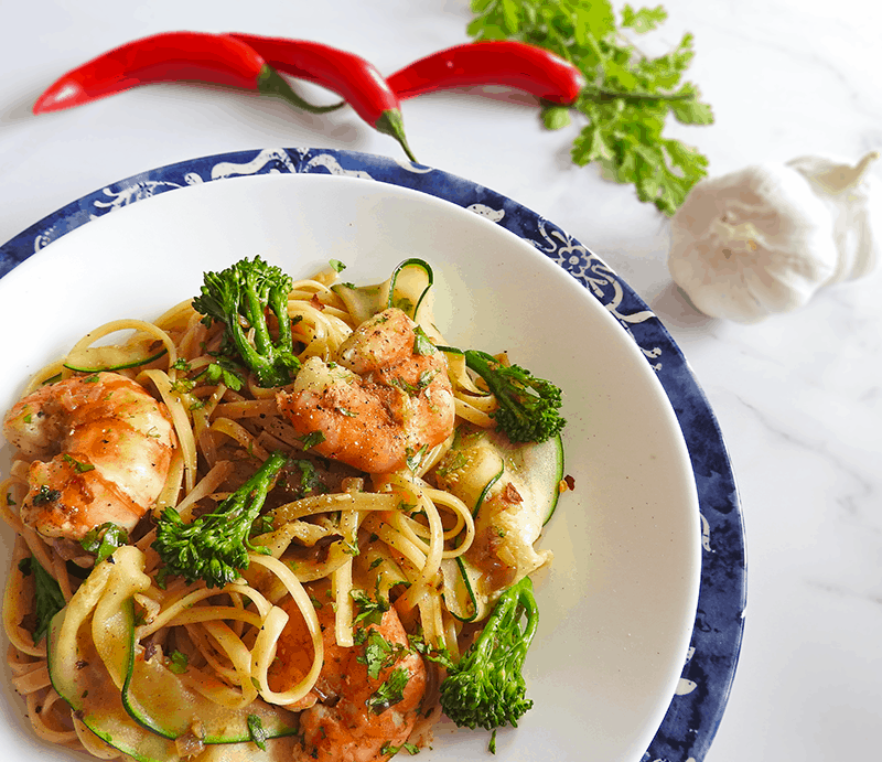 King Prawn Pasta with Chilli and Garlic Feed Your Sole