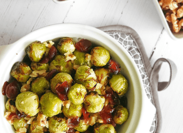 Roasted Sprouts with Cranberries and Walnuts