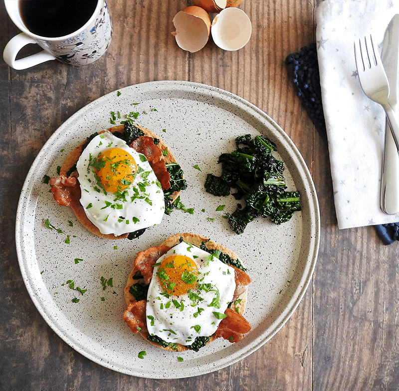 Kale Bacon Egg Tostadas