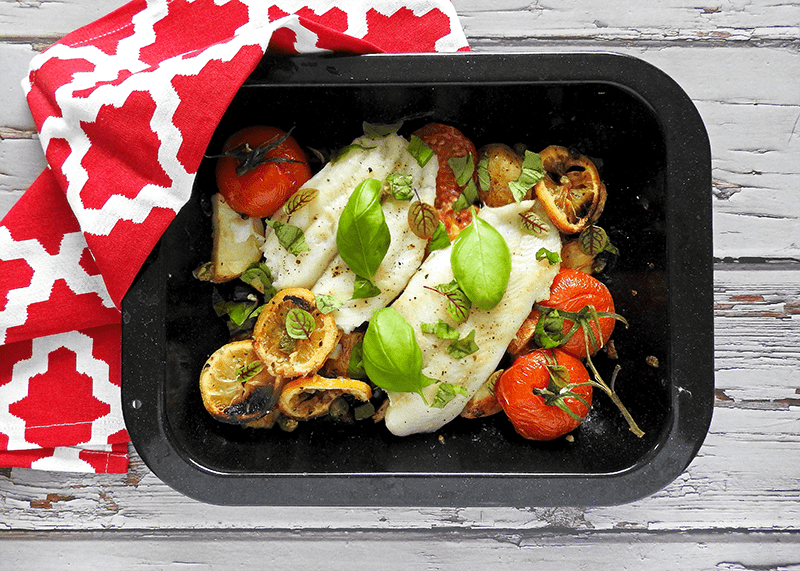 Baked Cod Mediterranean Style