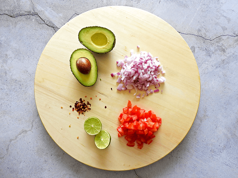 Easy Guacamole Prepared Ingredients