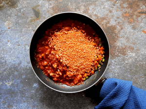 Lentil Bolognese Step 2 Add lentils and tomatoes