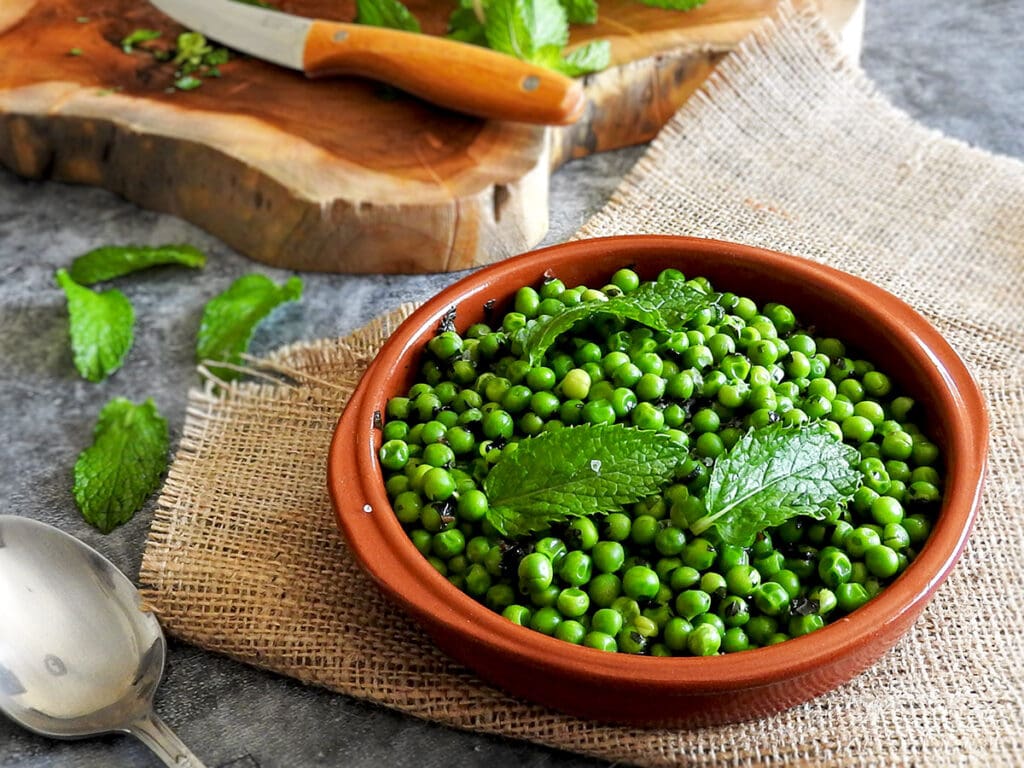 Minted peas in a bowl