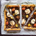 Sliced Goat's Cheese Tart on baking paper