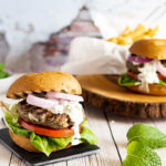 Mint Lamb Burgers with fries