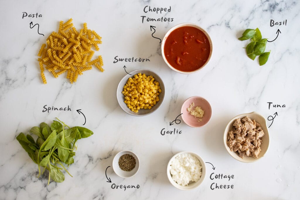 Healthy Tuna Pasta Bake Ingredients