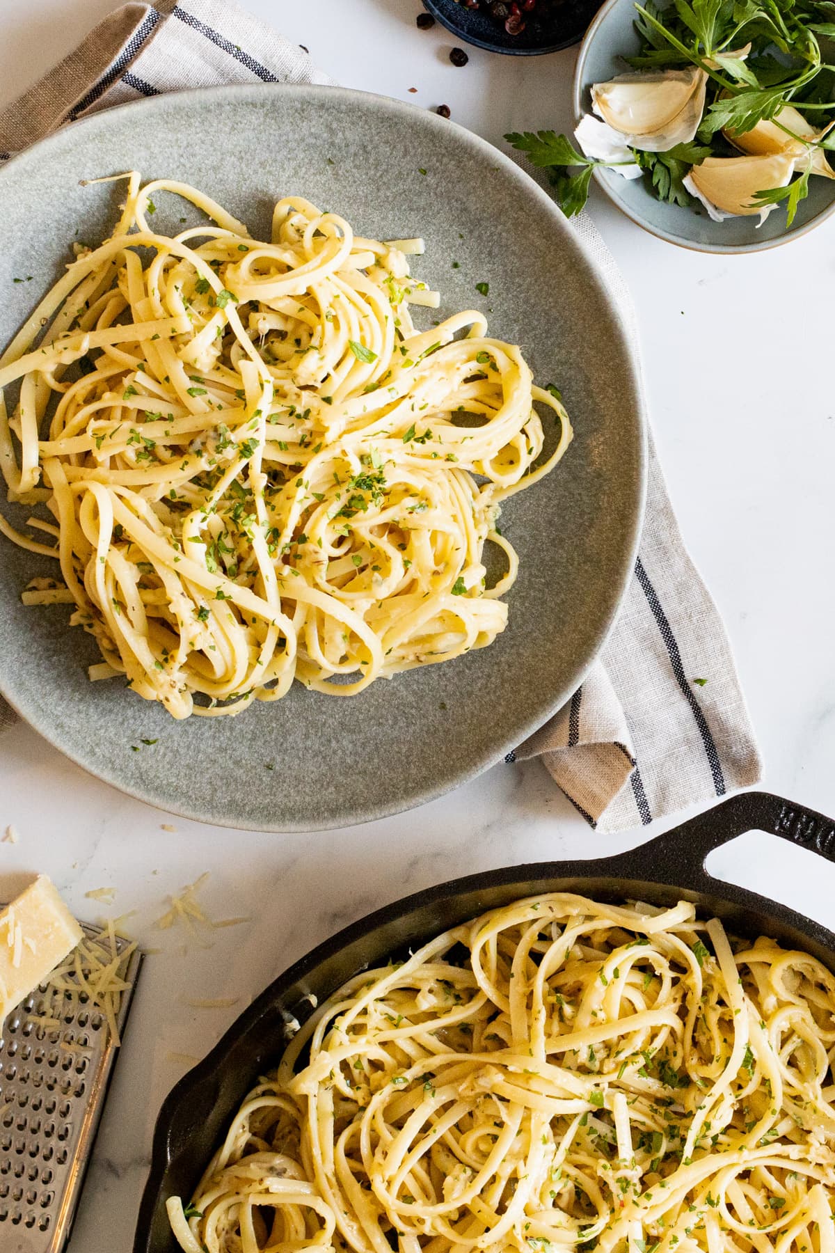 Cheesy pasta in a bowl