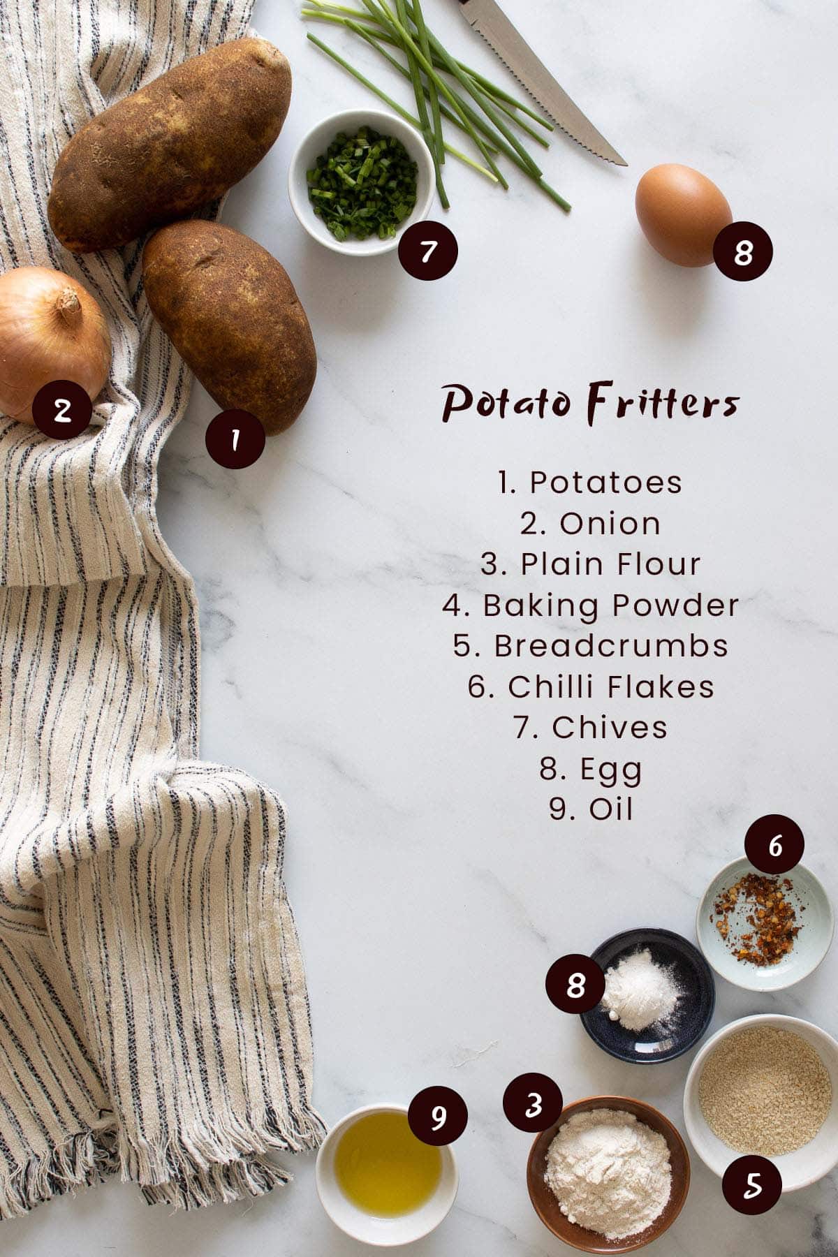 Potato Fritter Ingredients